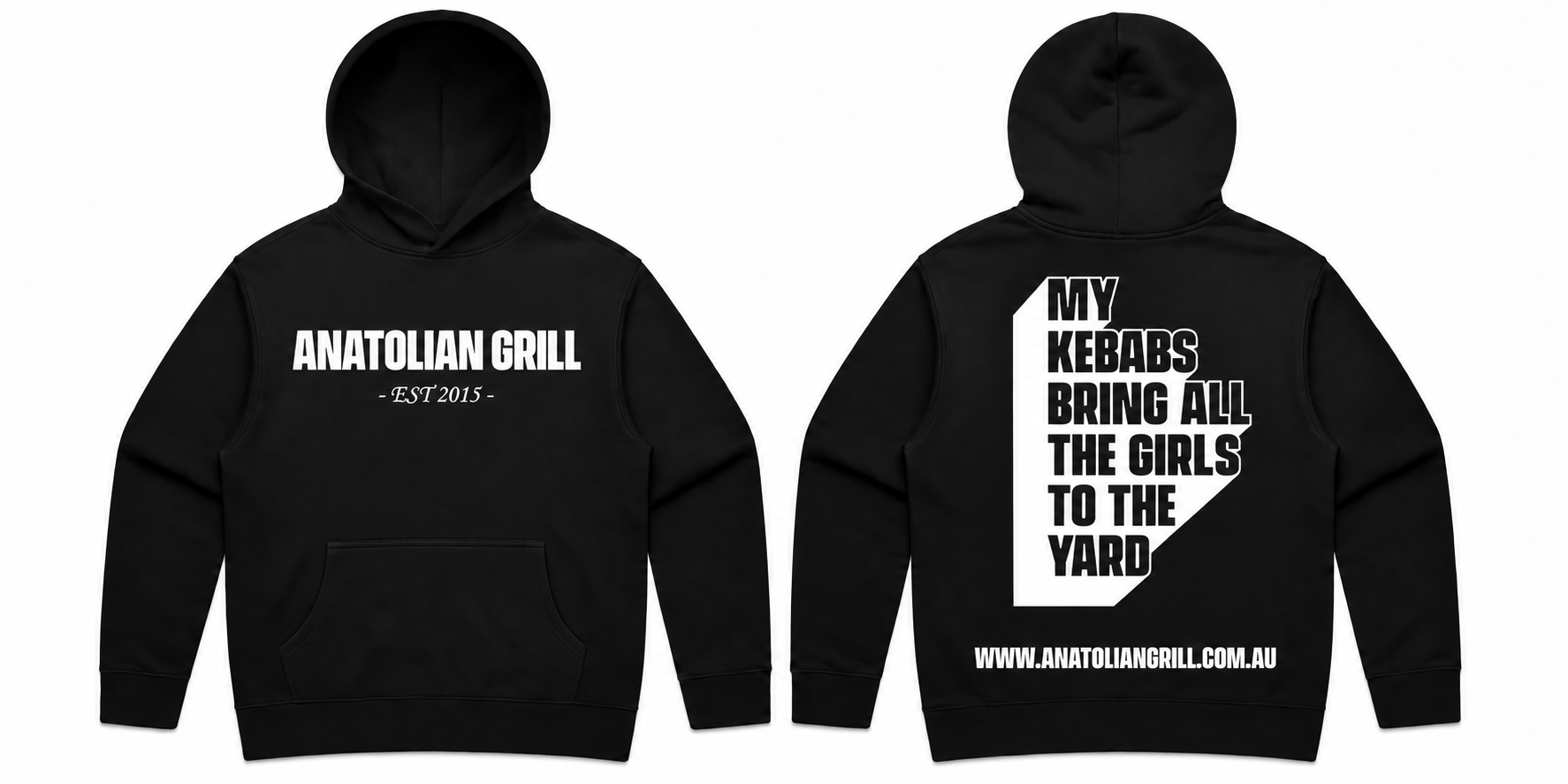 Black Anatolian Grill relaxed hoodie with the To the Yard back print